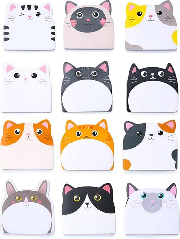 12Pack Cat Sticky Notes 360 Sheets Cat Note Pads Self Adhesive Fun Cartoon Sticky Note Pad for Valentines Veterinary Office School Tab Party Supplies in Saudi Arabia