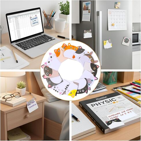 12Pack Cat Sticky Notes 360 Sheets Cat Note Pads Self Adhesive Fun Cartoon Sticky Note Pad for Valentines Veterinary Office School Tab Party Supplies in Saudi Arabia
