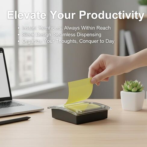 Pop Up Sticky Note Dispenser (3x3 Inch) - Transparent Top & Black Base, Post It Note Holder for School/Office/Home/Store in Kuwait