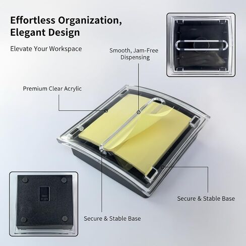 Pop Up Sticky Note Dispenser (3x3 Inch) - Transparent Top & Black Base, Post It Note Holder for School/Office/Home/Store in Kuwait
