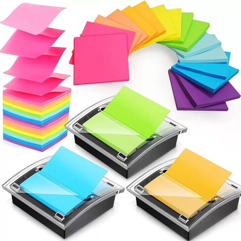 Pop Up Sticky Note Dispenser (3x3 Inch) - Transparent Top & Black Base, Post It Note Holder for School/Office/Home/Store in Kuwait