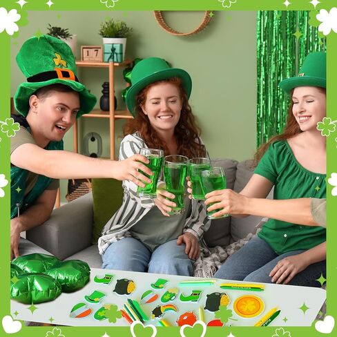 48 Pcs St. Patrick's Day Sticky Notes and Pens Bulk for Kids Classroom Gifts Appreciation Gifts 24 Irish Theme Ballpoint Pens 24 Green Lucky Sticky Notes for Office, Irish Festival for Coworkers in Kuwait