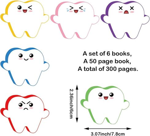 6 Set Dental Assistant Sticky Notes 2.36 x 3.07 inch Tooth Shaped Memoeo Pad 300 Page Nurse Practitioner Tools Funny Dental Hygienist Team Office Clinic Stationery of Women Nurse Clinic in Saudi Arabia