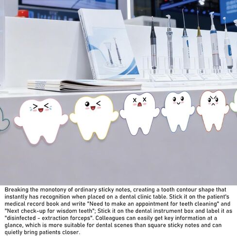 6 Set Dental Assistant Sticky Notes 2.36 x 3.07 inch Tooth Shaped Memoeo Pad 300 Page Nurse Practitioner Tools Funny Dental Hygienist Team Office Clinic Stationery of Women Nurse Clinic in Saudi Arabia