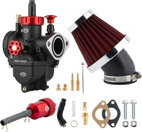 طقم مكربن ​​PE22 22 مم لـ 110cc 125cc 130cc 140cc Apollo، TaoTao، Lifan، Kayo، SSR، Honda Dirt Bikes Pit Bikes ATVs مع فلتر هواء Carb Jets 48 مم in Kuwait