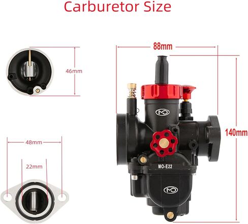 PE22 Carburetor 22mm Carburetor Kit for 110cc 125cc 130cc 140cc Apollo,TaoTao,Lifan,Kayo,SSR,Honda Dirt Bikes Pit Bikes ATVs with Carb Jets 48mm Air Filter in Saudi Arabia