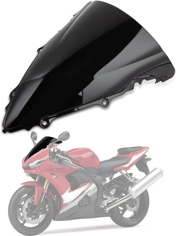 Windshield Windscreen Double Bubble Front Wind Screen Shield Protective Cover for YZF R6 2003 2004 2005 and for YZF R6S 2006 2007 2008 2009(Black) in Saudi Arabia