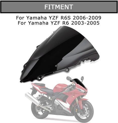 Windshield Windscreen Double Bubble Front Wind Screen Shield Protective Cover for YZF R6 2003 2004 2005 and for YZF R6S 2006 2007 2008 2009(Black) in Saudi Arabia