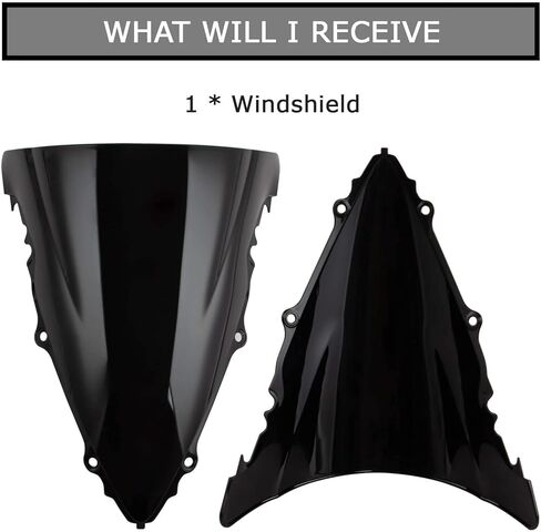 Windshield Windscreen Double Bubble Front Wind Screen Shield Protective Cover for YZF R6 2003 2004 2005 and for YZF R6S 2006 2007 2008 2009(Black) in Saudi Arabia
