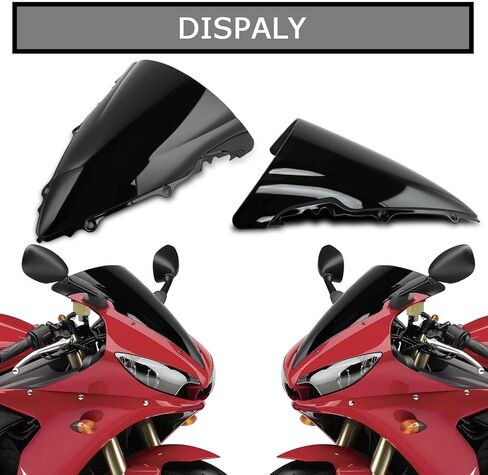 Windshield Windscreen Double Bubble Front Wind Screen Shield Protective Cover for YZF R6 2003 2004 2005 and for YZF R6S 2006 2007 2008 2009(Black) in Saudi Arabia