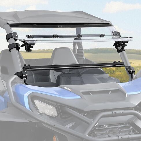 SAUTVS أمامي قابل للطي للزجاج الأمامي الكامل لملحقات Can-Am Commander & Commander MAX 2021-2026، نافذة زجاجية أمامية شفافة مطلية بالبوليستر مقاس 1/5 بوصة، يمكن إغلاقها أو تهويتها أو فتحها بالكامل in Saudi Arabia