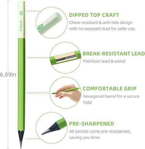 #2 HB Pencils, Bulk 40 Pack, Pre-Sharpened with Eraser, 3.2mm Thick Break-Resistant Lead, Black Wood Pencils for School, Classroom & Office Supplies in Kuwait