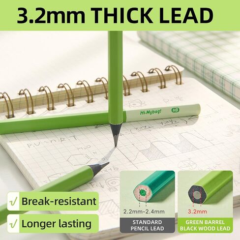 #2 HB Pencils, Bulk 40 Pack, Pre-Sharpened with Eraser, 3.2mm Thick Break-Resistant Lead, Black Wood Pencils for School, Classroom & Office Supplies in Kuwait