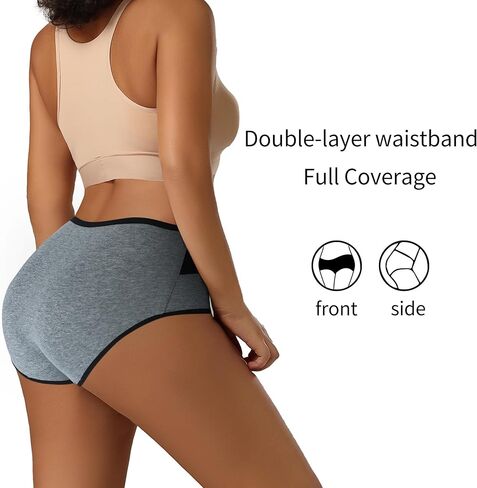 Women's Cotton Underwear High Waisted Stretch Briefs Full Coverage Ladies Panties 4 Pack in Kuwait