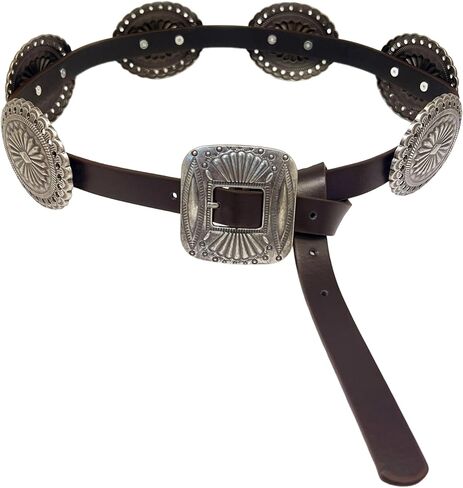 Western-Disc-Belt for Women Cowgirl Hollow Belt Vintage Boho Oval Waist Belts for Jeans Dresses in Saudi Arabia