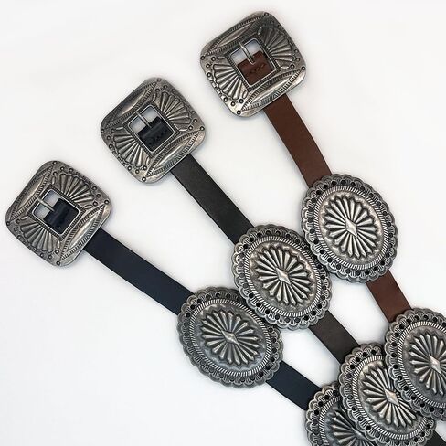 Western-Disc-Belt for Women Cowgirl Hollow Belt Vintage Boho Oval Waist Belts for Jeans Dresses in Saudi Arabia