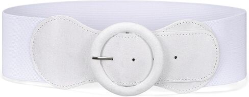 JASGOOD Women Wide Suede Elastic Belt Vintage Stretchy Waist Belts for Dress Casual Chunky Belt Classic Round Buckle in Saudi Arabia