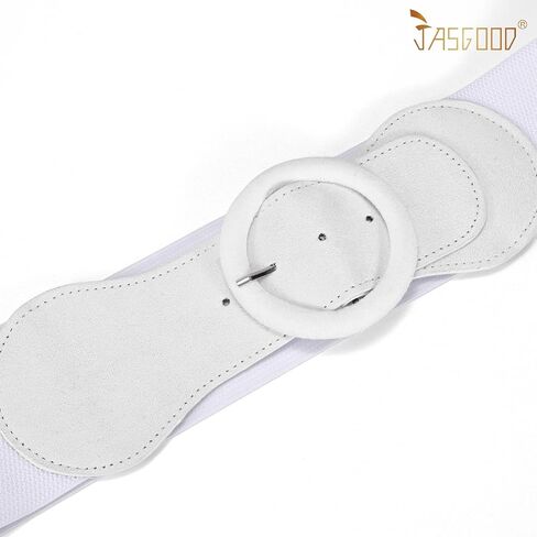 JASGOOD Women Wide Suede Elastic Belt Vintage Stretchy Waist Belts for Dress Casual Chunky Belt Classic Round Buckle in Saudi Arabia