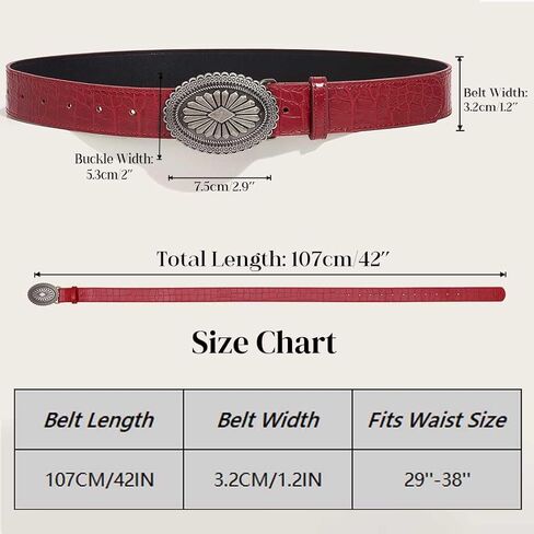 Ursumy Western Women Leather Belt with Oval Buckle Cowgirls Belts for Jeans Vintage Country Belt for Ladies in Saudi Arabia