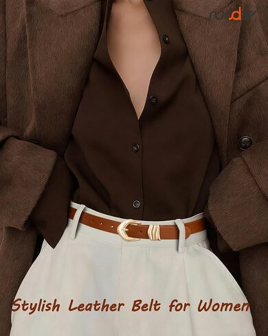SUOSDEY Leather Belts for Women Skinny Waist Belt with Gold Buckle Elegant Ladies Belt for Jeans Pants Dress in Saudi Arabia