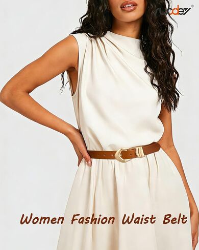 SUOSDEY Leather Belts for Women Skinny Waist Belt with Gold Buckle Elegant Ladies Belt for Jeans Pants Dress in Saudi Arabia