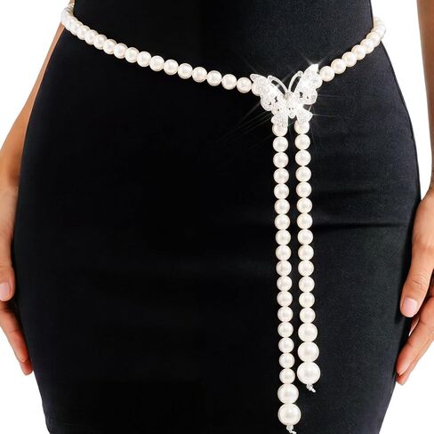 REETAN Pearl Waist Belts Dresses Butterfly Fashion Body Accessories for Women in Saudi Arabia