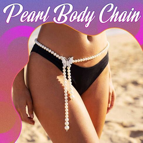 REETAN Pearl Waist Belts Dresses Butterfly Fashion Body Accessories for Women in Saudi Arabia
