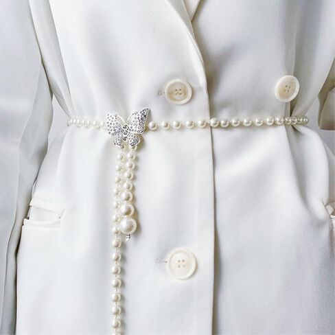 REETAN Pearl Waist Belts Dresses Butterfly Fashion Body Accessories for Women in Saudi Arabia