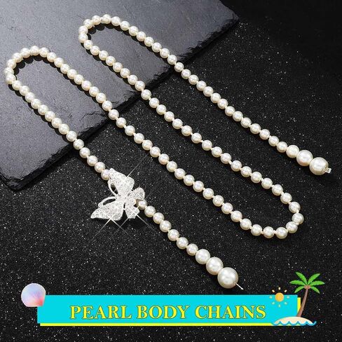 REETAN Pearl Waist Belts Dresses Butterfly Fashion Body Accessories for Women in Saudi Arabia