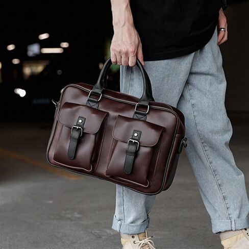 PU Leather Men's Briefcases 13inch Laptop Bag Office Bags for Men Document Business Shoulder Messenger in Kuwait