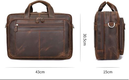 Leather Briefcase,17 Inch Laptop Bag, Large Business for Men Women, Travel Case Shoulder, Waterproof Expandable Computer Messenger in Kuwait