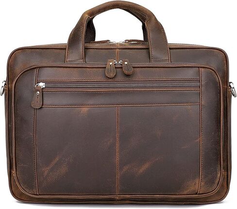 Leather Briefcase,17 Inch Laptop Bag, Large Business for Men Women, Travel Case Shoulder, Waterproof Expandable Computer Messenger in Kuwait