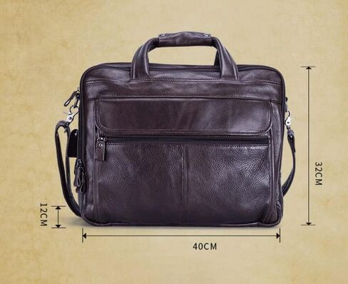 Genuine Leather Briefcase for Men 15.6 Inch Laptop Computer Case Business Travel Work Messenger Cross Body Shoulder Bags(Brown) in Kuwait