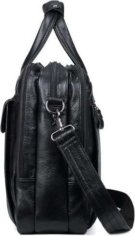 Genuine Leather Briefcase for Men 15.6 Inch Laptop Computer Case Business Travel Work Messenger Cross Body Shoulder Bags(Brown) in Kuwait