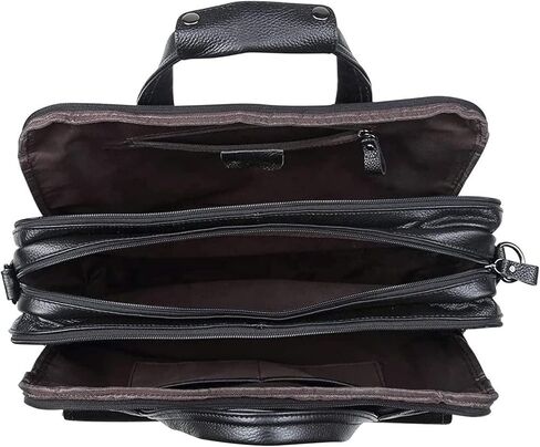 Genuine Leather Briefcase for Men 15.6 Inch Laptop Computer Case Business Travel Work Messenger Cross Body Shoulder Bags(Brown) in Kuwait