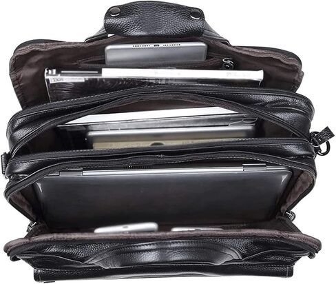 Genuine Leather Briefcase for Men 15.6 Inch Laptop Computer Case Business Travel Work Messenger Cross Body Shoulder Bags(Brown) in Kuwait