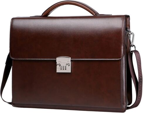 Male Handbags Pu Leather Men's Tote Briefcase Business Shoulder Bag for Men Laptop Bags(Black) in Kuwait