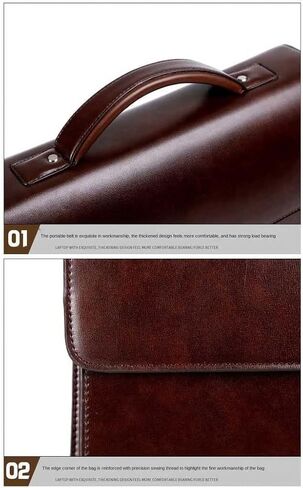 Male Handbags Pu Leather Men's Tote Briefcase Business Shoulder Bag for Men Laptop Bags(Black) in Kuwait