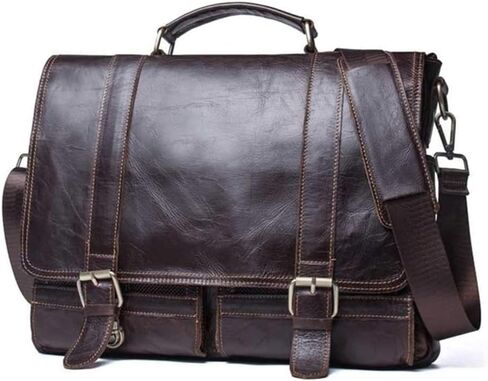 Men Leather Briefcase Business Handbag Messenger Bags Male Vintage Shoulder Bag Men's Large Laptop Travel in Kuwait