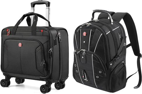 حقيبة كمبيوتر محمول ذات 4 عجلات من ستار كلاود وحقيبة ظهر كمبيوتر محمول للسفر للأعمال مقاس 17 بوصة مع منافذ شحن USB ونوع C، مجموعة سفر للعمل in Kuwait