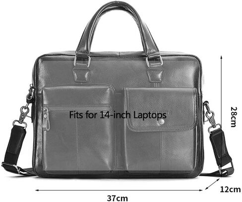 حقيبة رجالية حقيبة جلدية حقيقية موضة سعة كبيرة رجال الأعمال حقائب كتف حقيبة كمبيوتر محمول (B) in Kuwait