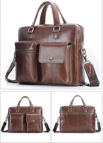 حقيبة رجالية حقيبة جلدية حقيقية موضة سعة كبيرة رجال الأعمال حقائب كتف حقيبة كمبيوتر محمول (B) in Kuwait