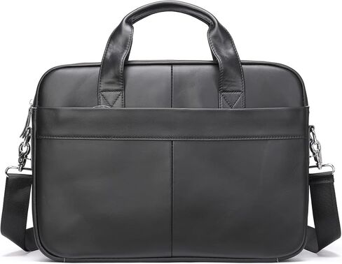 15'' Leather Laptop Work Bag Office Business Briefcase Messenger for Men(Black) in Kuwait