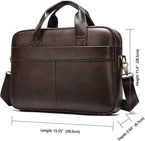 15'' Leather Laptop Work Bag Office Business Briefcase Messenger for Men(Black) in Kuwait