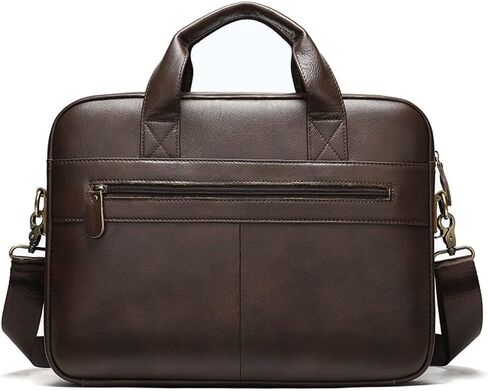 15'' Leather Laptop Work Bag Office Business Briefcase Messenger for Men(Black) in Kuwait