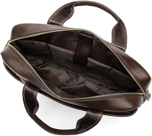 15'' Leather Laptop Work Bag Office Business Briefcase Messenger for Men(Black) in Kuwait