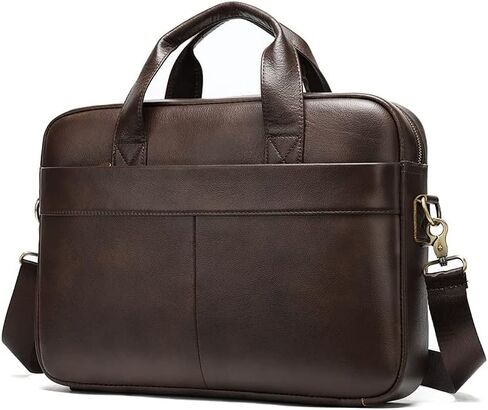 15'' Leather Laptop Work Bag Office Business Briefcase Messenger for Men(Black) in Kuwait
