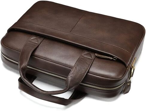 15'' Leather Laptop Work Bag Office Business Briefcase Messenger for Men(Black) in Kuwait