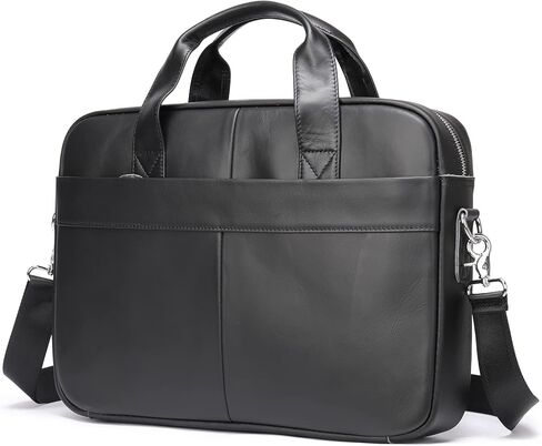 15'' Leather Laptop Work Bag Office Business Briefcase Messenger for Men(Black) in Kuwait