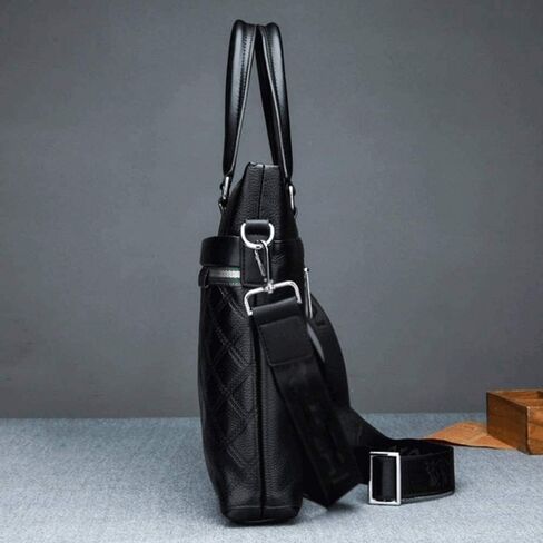 حقيبة كمبيوتر محمول جلدية للرجال، حقيبة كتف، حقيبة للمحامين، للرجال (أسود) in Kuwait